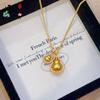 2025 Estilo Caliente Colgante de Calabaza Doble Diamante Punto Oro Imitación Oro Arena Colgante de la Fortuna Collar Cadena para Suéter Joyería al Por Mayor