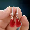 S925 Segunda Geração Cera de Abelha Âmbar Sangue Gancho de Orelha Brincos Longos Elegantes Super Brilhantes para Mulheres Brincos para Meia-Idade e Idosos Joias para Orelhas