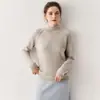Nuevo Suéter de Cachemira de Color Sólido con Cuello Medio para Mujer Otoño/Invierno 2026, Suéter Base de Punto Grueso Holgado con Puntadas Externas