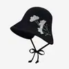 Nuevo Sombrero de Sol de Verano con Protección Solar para Mujer, Sombrero de Pescador Transpirable de Ala Ancha, Sombrero de Sol Bordado con Flores Estilo Coreano