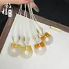 Anel Pingente de Calcedônia Colorida Natural Gato DIY Ágata Cor de Doce Joias Criativas Fofas Animal de Estimação Fofo Estilo Chinês Acessórios de Jade
