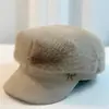 Nuevo Sombrero Octagonal de Piel de Visón para Mujer, Resistente al Frío Invernal y Cálido, Elegante Sombrero de Pintor, Adelgazante del Rostro, Boina Versátil y de Moda