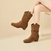 Botas Apiladas Gruesas de Venta Caliente para Mujer 2026 Nuevas Botas Martin de Suela Gruesa que Aumentan la Altura para Mujer Botas Retro de Media Caña Engrosadas con Forro de Terciopelo