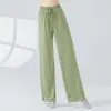 Pantalones Anchos de Modal Cintura Alta Pierna Recta Caída Elásticos Pantalones de Práctica de Danza Clásica Pantalones de Danza China Pantalones de Yoga