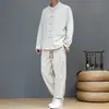 Novedad Otoño/Invierno 2026 Estilo Chino Hombres Traje Vintage de Botones Jacquard de Chenilla Conjunto Casual Holgado de Dos Piezas