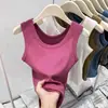Camiseta sin mangas acanalada multicolor para mujer, verano y otoño, camisola simple de cuello en U, disimula los bultos laterales, top base elástico sin mangas