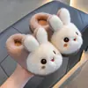 Pantuflas de Algodón de Invierno para Niños y Niñas, Calientes, con Felpa Adicional, Peludas, para el Hogar, Padre-Hijo, Conejito Lindo, Bebé, Talón Cerrado, Zapatos de Algodón