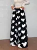 Marca independente transfronteiriça, estilo europeu e americano, calça pantalona com estampa de leopardo para mulheres, cintura alta, fluida, comprimento até o chão, modelagem solta, modeladora, casual e adequada para o uso diário