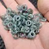 Cuentas de Jade Azul Agua Grado A con Agujero Grande, Anillos Colgantes de Jade Verde Aceite en Forma de Donut, Accesorios de Joyería para Pulseras