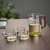 Tetera de Vidrio Resistente al Calor con Colador de Té Integrado, Infusor de Té en Forma de Media Luna, Jarra de Té de Moda, Separación de Agua y Té