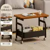 Mesa de centro móvil, carrito pequeño, mesa auxiliar de doble capa, mesa pequeña de almacenamiento para sofá de sala de estar con ruedas, mesa de té, estante de almacenamiento para dormitorio