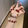 Pulseira de Pedra Natural Calcedônia Multi-Tesouro Fio Único Flor de Resina Cristal Sete Cores Lápis Lazúli Amazonita Ametista Uva Tampa de Leite