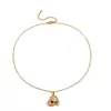 Joyería de Acero de Titanio Chapado en Oro de 18 Quilates Tendencia Europea y Americana Forma de Corazón Gota de Agua con Múltiples Diamantes Collar Nicho de Corazón de Melocotón con Diamantes de Colores para Mujer