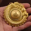 Bolsa de la Suerte Xianglong de Aleación Doble Cara Atrae la Fortuna Portátil Latón Vintage Bolsa de la Suerte Giratoria Portátil Adorno de Mano