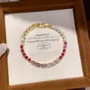 Pulseira Brilhante com Fecho Redondo de Zircônia, Pulseira Exclusiva de Alta Qualidade na Moda, Joia Feminina Versátil Elegante de Luxo Leve