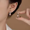 Pendientes de Camelia Coloridos Vintage Franceses Tipo Gota de Aceite Esmaltado C Alto Sentido Moda Temperamento Nicho Pendientes Medios Antiguos