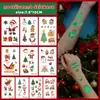 Pegatinas de Tatuaje Luminosas Populares Navideñas Transfronterizas Papá Noel Hombre de Jengibre Muñeco de Nieve Impermeables y a Prueba de Sudor Maquillaje para Cara y Manos