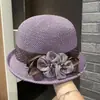Chapéu de pescador de malha respirável com estampa floral de verão novo estilo coreano para mulheres, chapéu de sol para atividades ao ar livre, proteção solar, aba curta dobrável, chapéu tipo bacia pequena