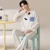 Algodón Puro Pijama de Pareja para Hombre para Primavera y Otoño, Holgado, Casual, Transpirable, 100% Algodón, Adecuado para Usar al Aire Libre como Ropa de Casa en Otoño
