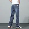 Tendência Básica Americana Simples Resistente ao Desgaste Azul Primavera e Verão Novos Jeans Masculinos Largos Retos Versáteis Calças Masculinas Algodão