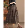 En Stock Otoño 2025 Tartán Cálido Línea A Midi Lana Invierno Falda de Mujer Falda de Moda