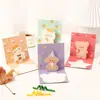 Tarjeta de felicitación de cumpleaños de animal de dibujos animados 3D estilo Ins, tarjeta de bendición y confesión escrita a mano, tarjeta plegable, regalo de mensaje