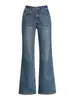 Se Você Quer Jeans, Jeans Reto de Cintura Alta Feminino, Calças Femininas Grossas Forradas com Fleece, Jeans Flare Feminino 8251