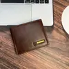 Cartera de Hombre de PU para Negocios Plegable Doble Europea y Americana Multifuncional Ultradelgada Gran Capacidad Corta 2025 Grabada Ligera
