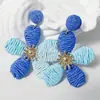 Joyería de Estilo Europeo y Americano, Pendientes de Girasol de Rafia Hechos a Mano, Pendientes Grandes Exagerados de Flor, Joyería de Estilo Festivo al por Mayor