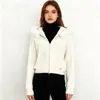 Cárdigan con Capucha y Cuello de Piel Otoño e Invierno Estilo Perezoso Tejido Grueso Chaqueta de Punto para Mujer Nuevo Diseño Delgado Top de Punto