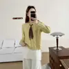 Suéter de Tricô Trançado Macio e Fofo Estilo Preguiçoso Novo Outono/Inverno 2026 para Mulheres Cardigã Top de Tricô com Fita Solta Suave Tendência