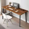 Escritorio de computadora simple, escritorio de oficina, escritorio de acero y madera, diseño minimalista y moderno, escritorio doble económico