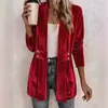 Transfronterizo Nuevo Otoño Invierno 2026 Ropa Femenina Europea Americana Terciopelo Dorado Versátil Cárdigan Color Sólido Holgado Abrigo de Longitud Media de Doble Botonadura