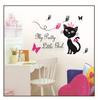 Pegatinas de Pared Pequeñas de Gata Negra Dibujos Animados Decoración para Habitación Infantil Jardín de Infancia Pegatina de Pared de Gata para Niña TC1049
