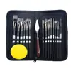 Conjunto de pincéis para tinta acrílica com 15 pincéis de cerdas de nylon, cabos de madeira maciça perolados, vários tipos de pincéis, inclui uma espátula para misturar cores e uma bolsa de lona