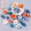Traje de flor de simulación azul material DIY flor falsa flor de seda flor para horquilla tocado sombrero de graduado flor adhesiva decoración de bolsa de dolor