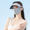 Sombrero de Sol Máscara de Ala Negra Máscara de Sombrero Dos en Uno Máscara Facial Protectora de Seda de Hielo Transpirable Máscara UV