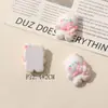 Estilo Ins Suave y Lindo Parche de Gatito y Oso de Dibujos Animados Afelpado Accesorios de Joyería para Consola Central de Funda de Teléfono Móvil Hecha a Mano