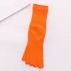 Meias de Cinco Dedos para Mulheres, Meias Elásticas Esportivas de Algodão para Tornozelo, Meias Separadas por Dedo para Corrida na Primavera e Outono, Meias de Cano Médio Largas de Cinco Dedos Cor Sólida