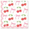 Mm348 Vajilla Cereza Rosa Fiesta Set de 4 Piezas para 8 Personas Plato de Papel Decorativo Cereza Rosa Juego de Vasos de Papel Servilleta