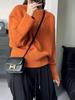 Suéter Minimalista de Cuello Alto Medio de Alta Calidad para Mujer Otoño Nuevo Holgado Ropa Exterior Estilo Japonés Estilo Perezoso Suéter para Fondo