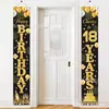 Nova faixa de feliz aniversário da Amazon para varanda, suprimentos de decoração de festa de aniversário preto e dourado, bandeira de quintal de feliz aniversário