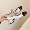 Sandalias Pequeñas Estilo Coreano Estilo Fragante 2025 Primavera y Otoño Nuevo Diseño Retro Mary Jane Punta Cuadrada Tacones Altos