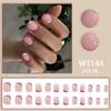 Adesivos de unha curtos brancos oblíquos franceses com listras rosa para meninas, estilo simples e moderno, produto acabado