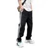 Pantalones deportivos de verano finos para hombre de marca moderna, pantalones largos a rayas, versátiles, con tres rayas, pantalones casuales rectos holgados para hombre