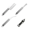 Conjunto de Quatro Peças de Ferramentas para Descascar Abacaxi em Aço Inoxidável para Uso Doméstico, Faca para Descascar e Remover Olhos de Abacaxi, Ferramenta Profissional para Descascar para Frutaria