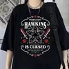 Camiseta Demogorgon de Hawkins Anime Camiseta Preta Desenho Animado Manga Curta Camiseta Harajuku para Homens e Mulheres