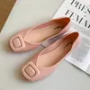 Sandalias Planas de Verano para Mujer, Hebilla Cuadrada, Color Sólido, Antideslizantes, de Cruzar la Frontera, Modernas, Versátiles, de Caña Baja y Poco Profundas, Zapatos de Exterior
