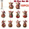 10 Peças de Enfeites de Madeira para Decoração de Casa Estilo Chihuahua Fofo de Ano Novo e Bola de Natal Clássico Retrô para Pendurar