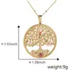 Nuevo suministro transfronterizo europeo y americano collar con colgante de árbol de la vida con circonita de colores microincrustada enchapado en oro 18K venta al por mayor